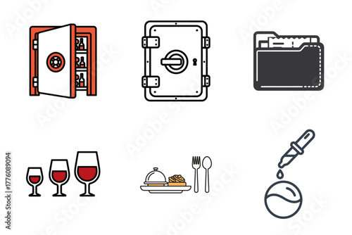 Business and Management Vector Icons Set: Teamwork, Meeting, Partnership, Ownership, Franchise, and Process Optimization