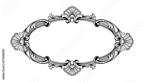 Ornate Decorative Oval Frame Flourish Embellishment Vector