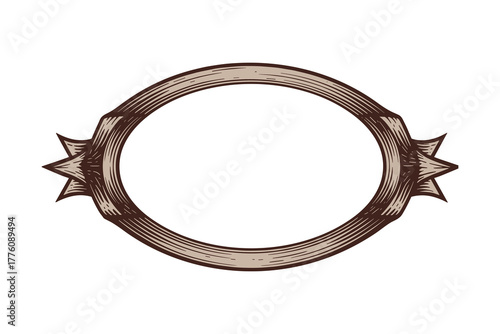 Ornate Horizontal Oval Frame with Spikes Vector Graphic
