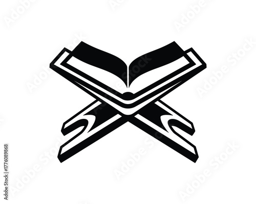 Quran Book Rehal Vector Icon Illustration Flat