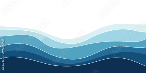 Abstract blue wave background layered paper cut style vector illustration for website banner or presentation template