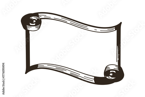 Scroll paper banner ancient style blank parchment template design