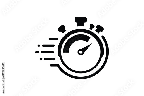 Speedometer Stopwatch Fast Time Deadline Icon Black White