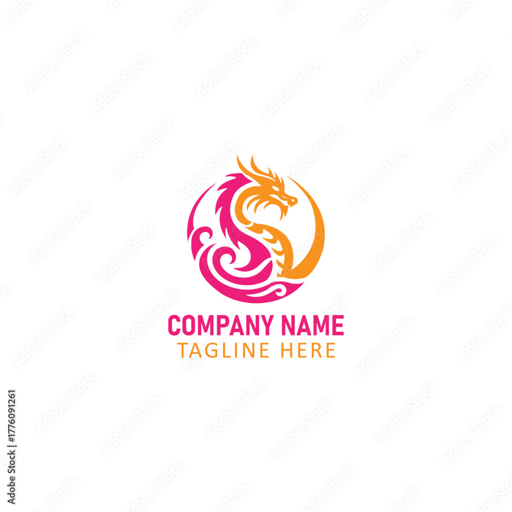 Obraz premium Vibrant Gradient Dragon Logo for Branding