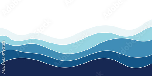 Abstract blue wave background layered paper cut style vector design for banners and presentations