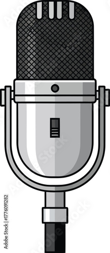 Vintage microphone recording equipment studio audio capture device professional broadcast microphone isolated on transparent background