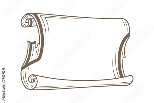 Unrolled Old Scroll Parchment Paper Document