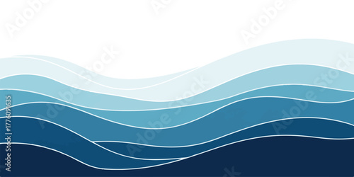 Abstract blue wave background layered paper cut style vector design for presentations and web banners
