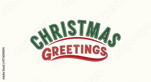 Vintage christmas greetings festive typography with holly berries and festive design elements vector