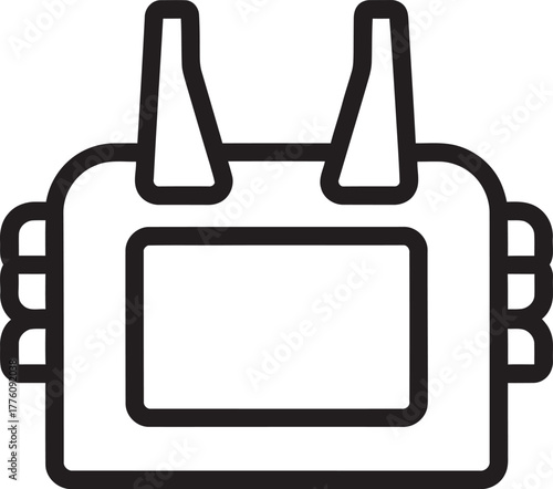 Modern tactical vest icon symbol for communication and security operations isolated on transparent background