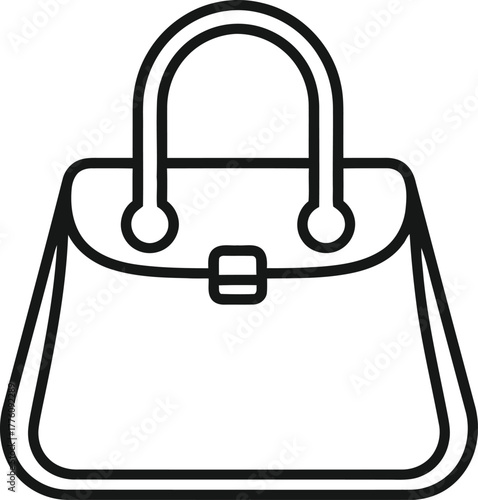 Stylish handbag outline icon simple minimalist line art fashion accessory design isolated on transparent background