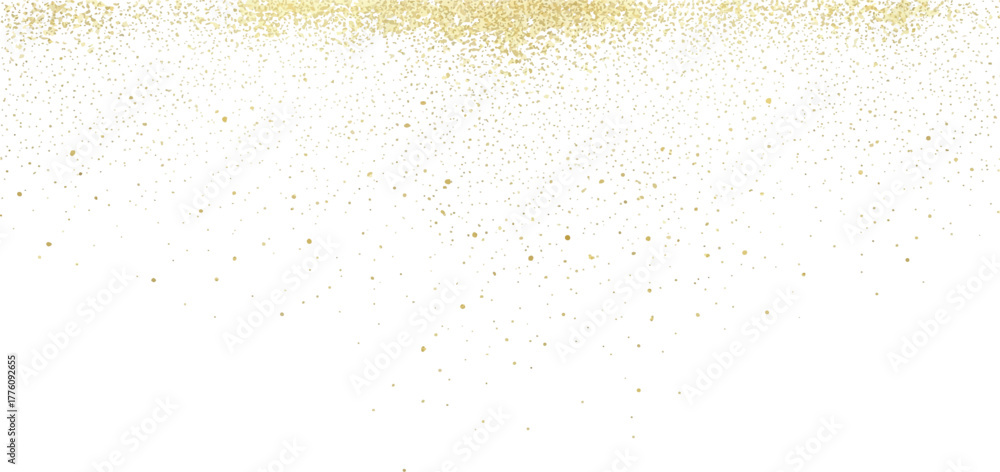 Obraz premium Golden glitter explosion effect abstract sparkling dust particles for festive decoration isolated on white background