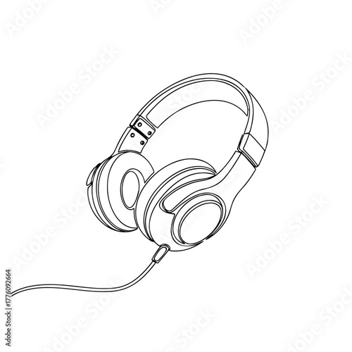 Simple outline drawing of headphones on a white background  
