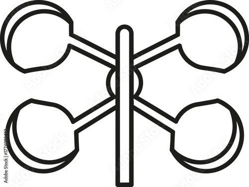 Anemometer wind speed measurement device icon line art symbol science weather technology meter isolated on transparent background