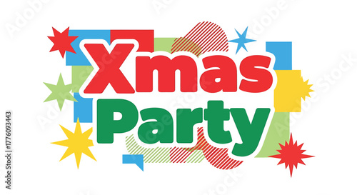 Festive xmas party text design festive celebration event announcement colorful graphics vector