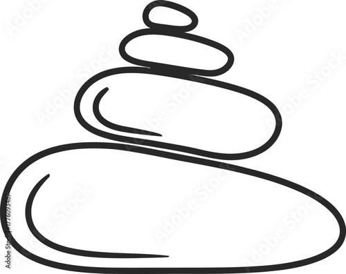Hand drawn stacked stones symbolizing balance and serenity minimalist sketch isolated on transparent background
