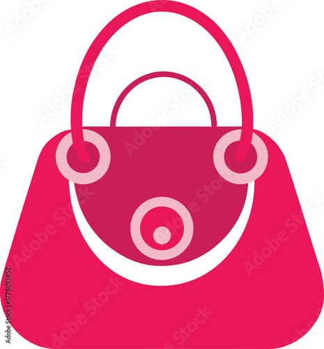 Silhouette vector of fashion handbag icon with elegant curves, isolated on white background.