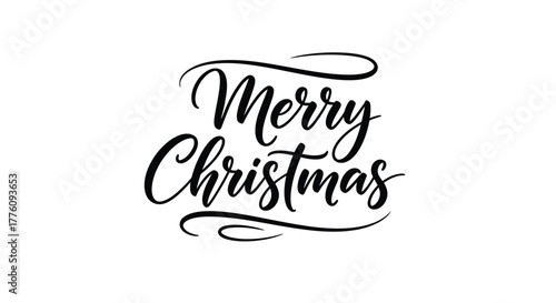 Merry christmas elegant handwritten brush script typography design for holiday greetings vector