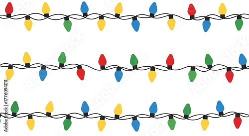 Festive holiday christmas lights string garland celebration decorations vector