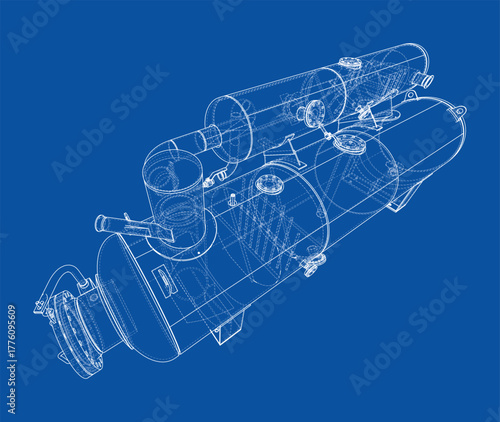 Industrial Equipment Blueprint. Vector