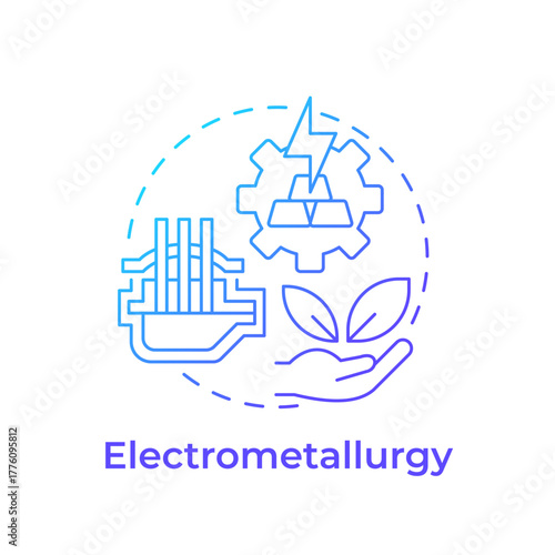 Electrometallurgy blue gradient concept icon. Electrical energy to extract and refine metals. Extractive metallurgy method. Round shape line illustration. Abstract idea. Graphic design. Easy to use in