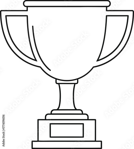 Classic trophy outline simple line drawing represents achievement success and victory isolated on transparent background