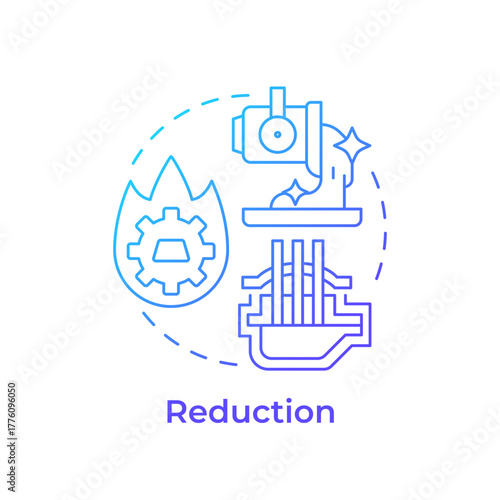 Reduction blue gradient concept icon. Extraction of crude metal. Stage of metallurgical process. Steelmaking technology. Round shape line illustration. Abstract idea. Graphic design. Easy to use in