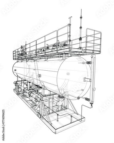 Industrial Tank Schematic. Vector
