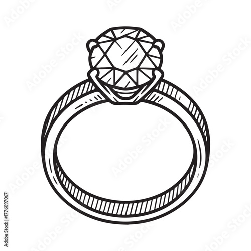 a diamond ring line art vector