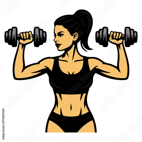 Fitness woman gym logo design vector