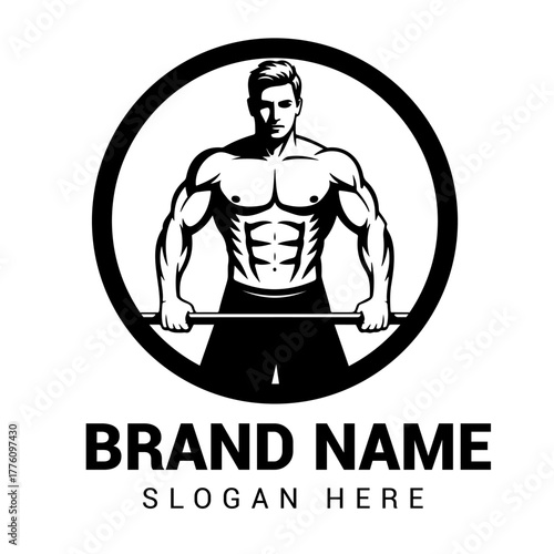 Bodybuilder gym logo design vector