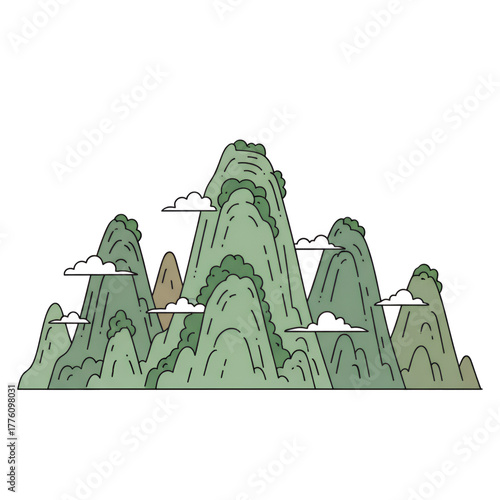 illustration of karst mountains.isolated on white background.