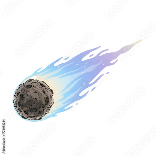 illustration of a meteorite, isolated on a white background