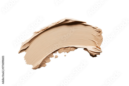 Creamy beige makeup swatch texture isolated on transparent background. Beige makeup powder swatch with subtle texture isolated on white background.