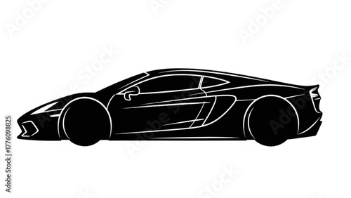 Sleek Black Car Silhouette Modern Automotive Design Icon