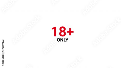 18 plus only icon sign animation on white background. 4K video