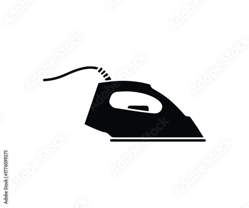 Black clothes iron isolated silhouette