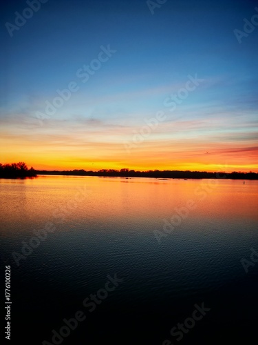 Beautiful sunset on the river