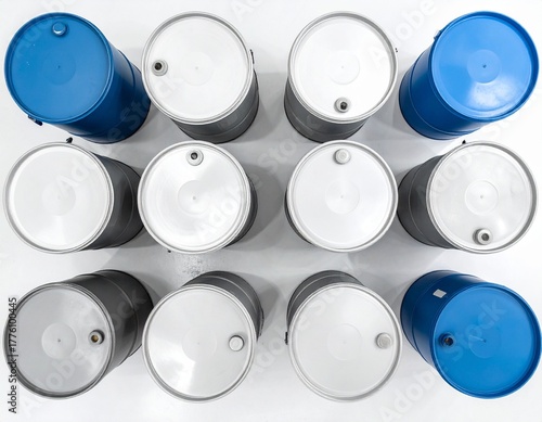 Arrangement of several industrial or chemical buckets