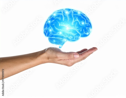 Side shot of a hand with a blue glow effect