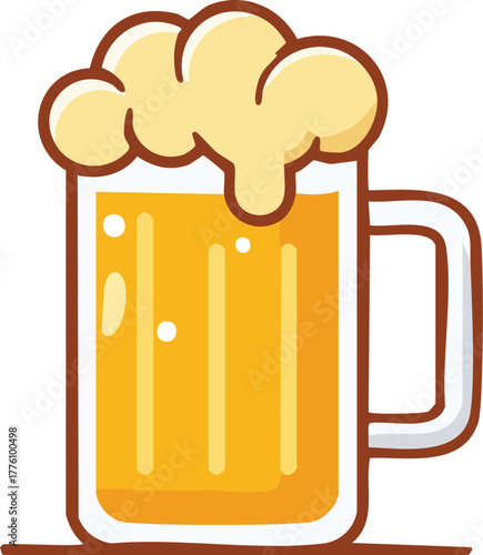 Refreshing golden beer in a tall glass with foamy head