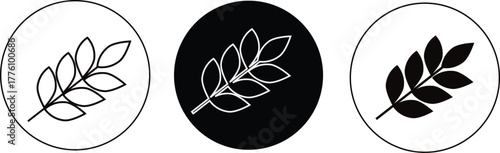 Simple Grain Logo Set: Organic and Natural Food Icon