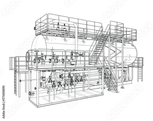 Industrial Equipment Blueprint. Vector