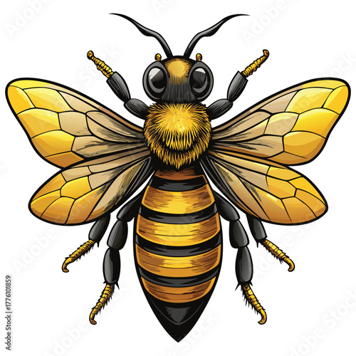 Detailed Honey Bee Illustration,Realistic Pollinator Insect Nature Vector Art,Honey Bee,Honey Bee vector,Honey Bee design,Honey Bee concept,Honey Bee post,Honey Bee cartoon,Honey Bee template,