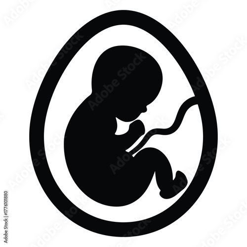 Pregnancy Symbol of Human Fetus in Womb — Medical Embryo and Mother Care Concept