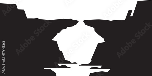 Canyon Silhouette on Transparent Backdrop for Adventure Nature Concept