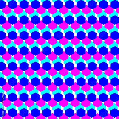 六角形のシンプルなシームレスな背景イラスト1_ブルー系