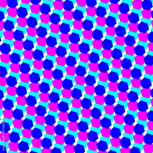 六角形のシンプルなシームレスな背景イラスト2_ブルー系