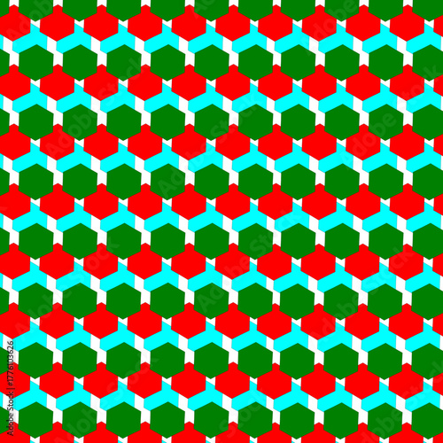 六角形のシンプルなシームレスな背景イラスト1_クリスマスカラー