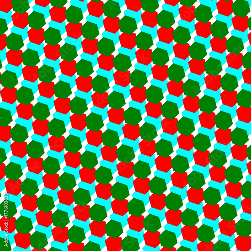六角形のシンプルなシームレスな背景イラスト2_クリスマスカラー